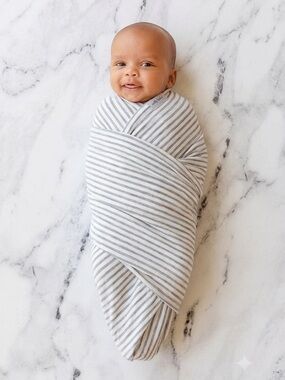 Solly Baby Swaddle Blanket in Heather Grey & White Stripe